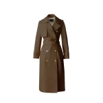 Mackage Gael-V Maxi Leather Trench Coat in Earth Brown