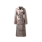 Mackage Gael-V Maxi Leather Trench Coat in Quartz