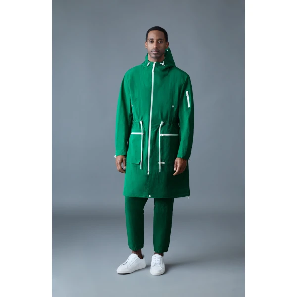 Mackage Gage Long Seam Sealed Ripstop Raincoat in Leaf Green