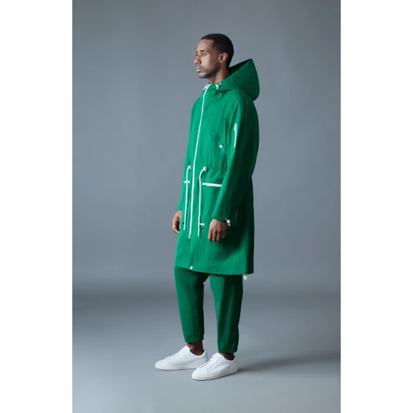 Mackage Gage Long Seam Sealed Ripstop Raincoat in Leaf Green