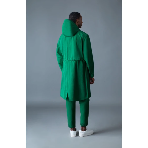Mackage Gage Long Seam Sealed Ripstop Raincoat in Leaf Green