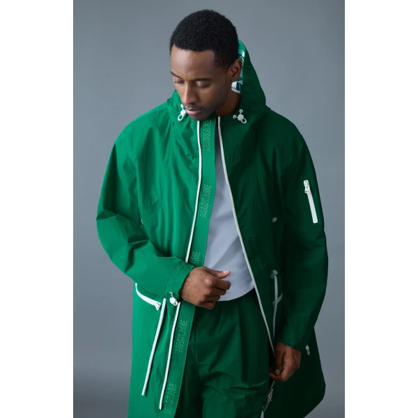 Mackage Gage Long Seam Sealed Ripstop Raincoat in Leaf Green