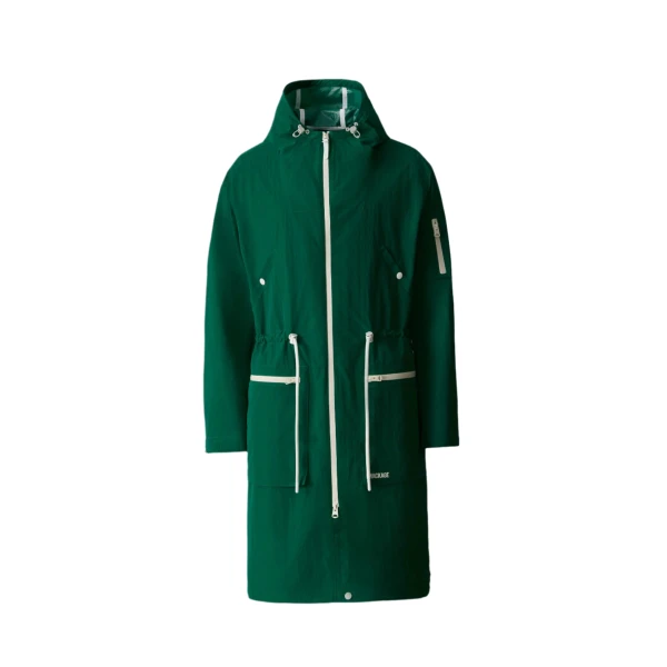Gage Long Seam Sealed Ripstop Raincoat in Leaf Green