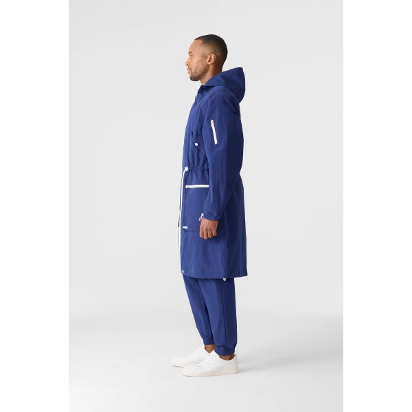 Mackage Gage Long Seam Sealed Ripstop Raincoat in Mineral Blue