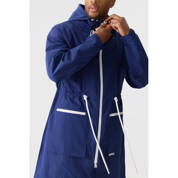 Mackage Gage Long Seam Sealed Ripstop Raincoat in Mineral Blue