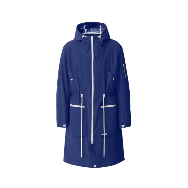 Gage Long Seam Sealed Ripstop Raincoat in Mineral Blue
