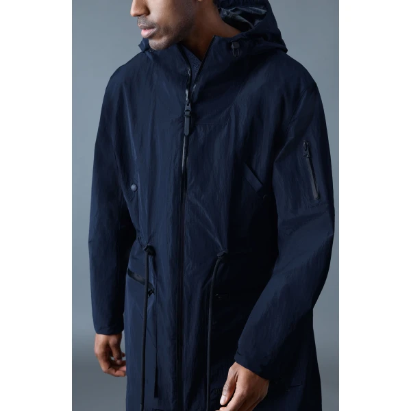 Mackage Gage Long Seam Sealed Ripstop Raincoat in Navy