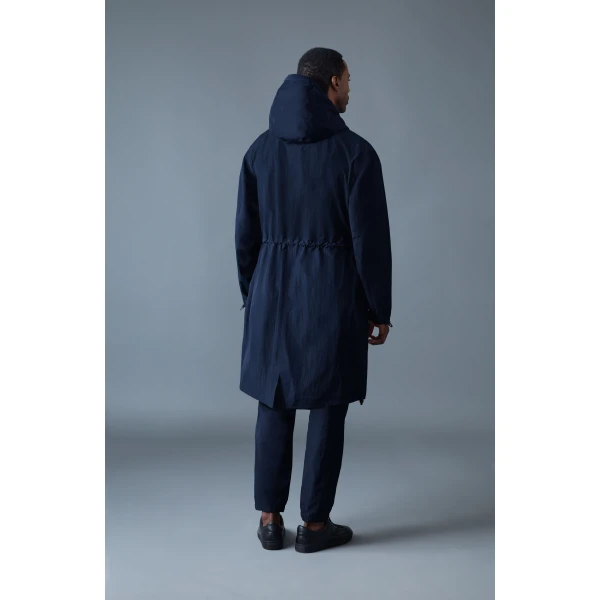 Mackage Gage Long Seam Sealed Ripstop Raincoat in Navy