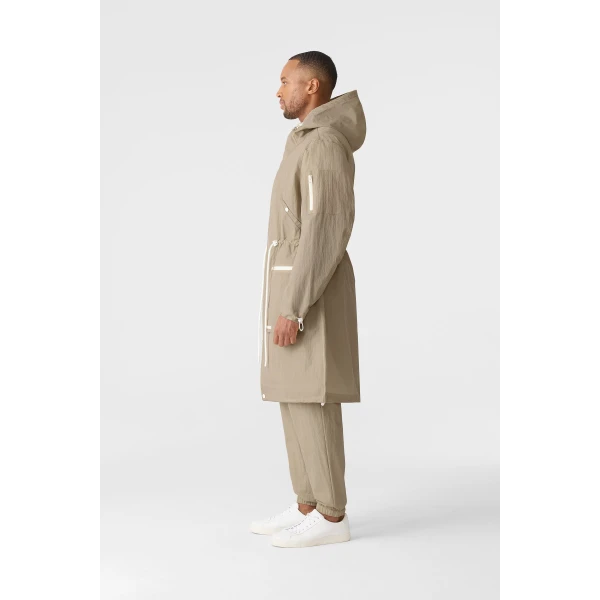 Mackage Gage Long Seam Sealed Ripstop Raincoat in Taupe