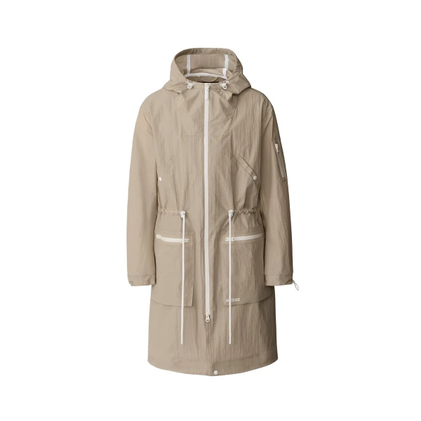 Mackage Gage Long Seam Sealed Ripstop Raincoat in Taupe