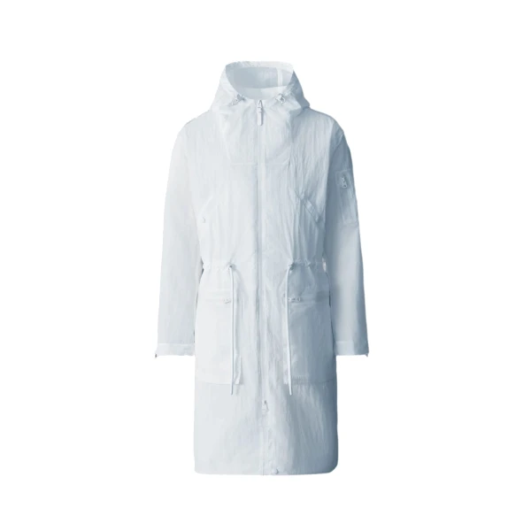 Mackage Gage Long Seam Sealed Ripstop Raincoat in White