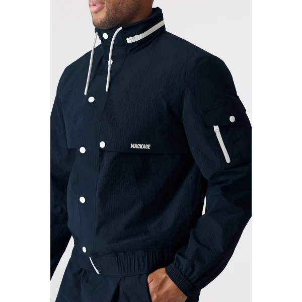 Mackage Garrett Seam-Sealed Ristop Rain Jacket in Navy-White