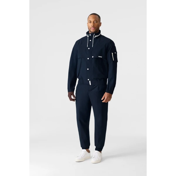 Mackage Garrett Seam-Sealed Ristop Rain Jacket in Navy-White
