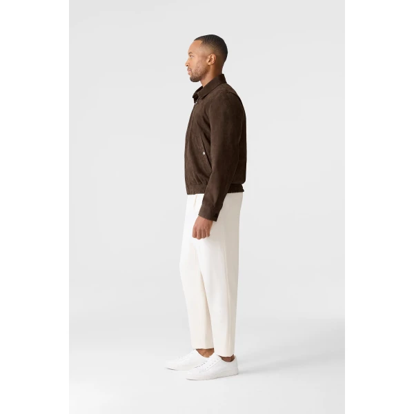 Mackage Giovanni-SU Suede Bomber Jacket in Umber