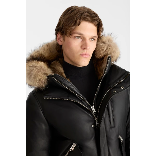 Mackage Glen-F 2-In-1 Leather Bomber Jacket in Black