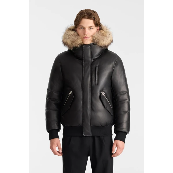 Mackage Glen-F 2-In-1 Leather Bomber Jacket in Black