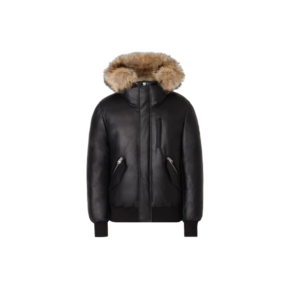 Mackage Glen-F 2-In-1 Leather Bomber Jacket in Black