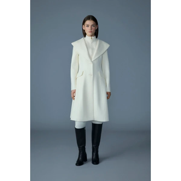 Mackage Gloria Handmade Wool Blend Coat in Cream