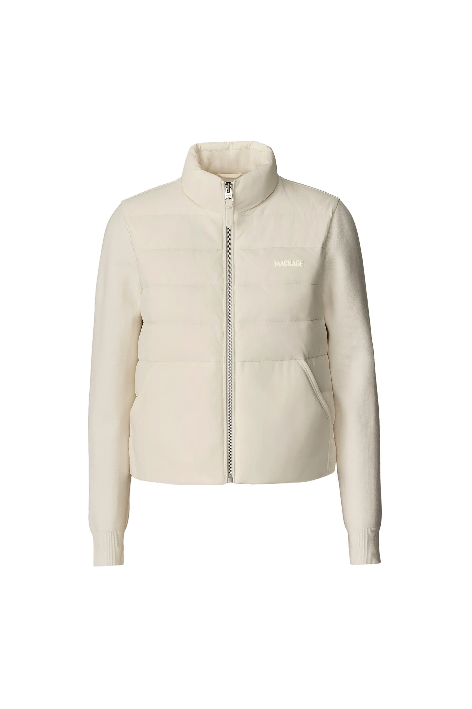 Mackage Gretel Hybrid Down Jacket in Cream mackage gretel hybrid down jacket