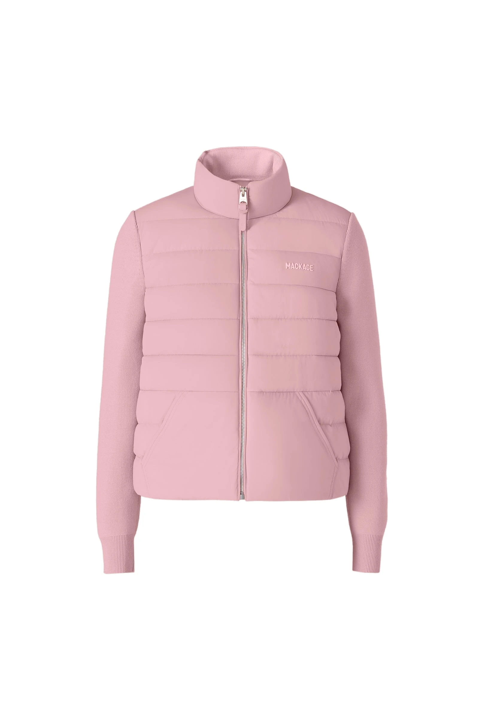 Mackage Gretel Hybrid Down Jacket in Soft Pink mackage gretel hybrid down jacket