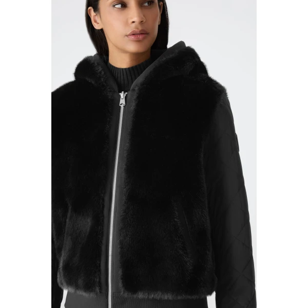 Mackage Gwendal Reversible Faux Fur Hoodie in Black