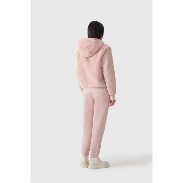 Mackage Gwendal Reversible Faux Fur Hoodie in Sepia Rose