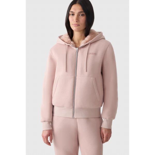 Mackage Gwendal Reversible Faux Fur Hoodie in Sepia Rose