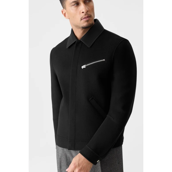 Mackage Hayes Double-Face Wool Workwear Jacket in Black