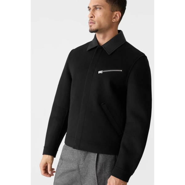 Mackage Hayes Double-Face Wool Workwear Jacket in Black