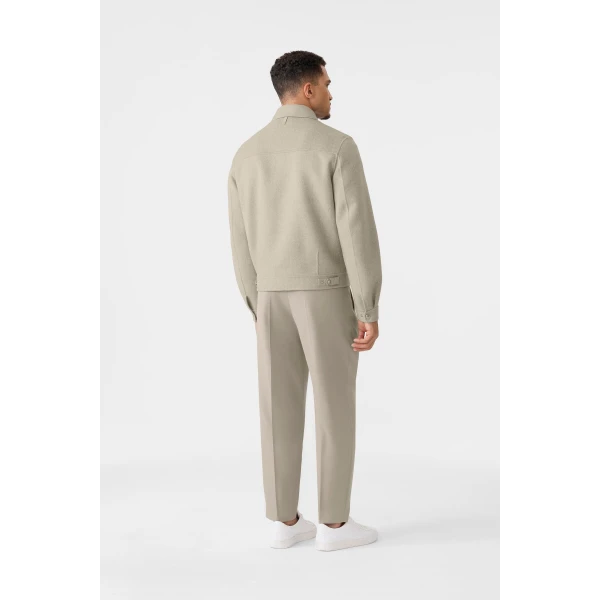 Mackage Hayes-HB Double-Face Wool Workwear Jacket in Herringbone in Taupe Mix-Taupe