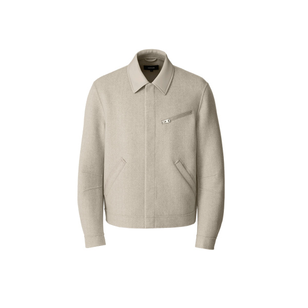 Mackage Hayes-HB Double-Face Wool Workwear Jacket in Herringbone in Taupe Mix-Taupe