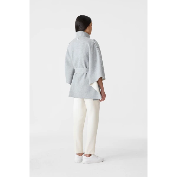 henrietta double-face wool cape jacket light grey mix-cream