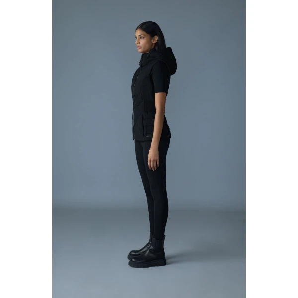Mackage Hoshi Light Down Hooded Vest in Black