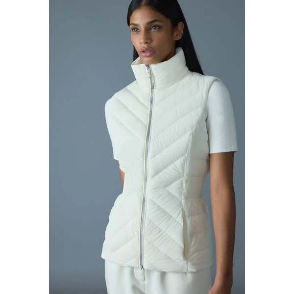 Mackage Hoshi Light Down Hooded Vest in Cream