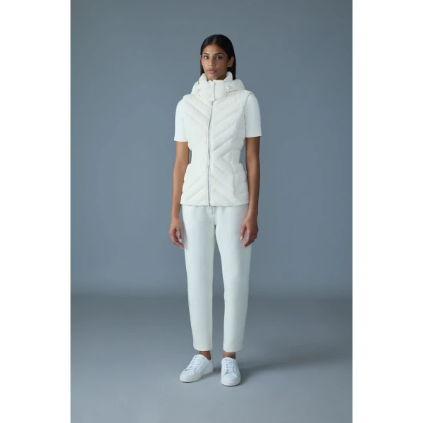 Mackage Hoshi Light Down Hooded Vest in Cream