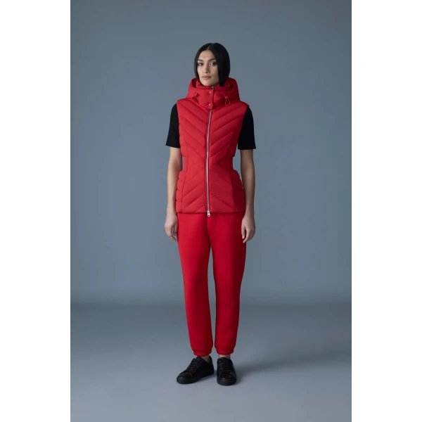 Mackage Hoshi Light Down Hooded Vest in Lava