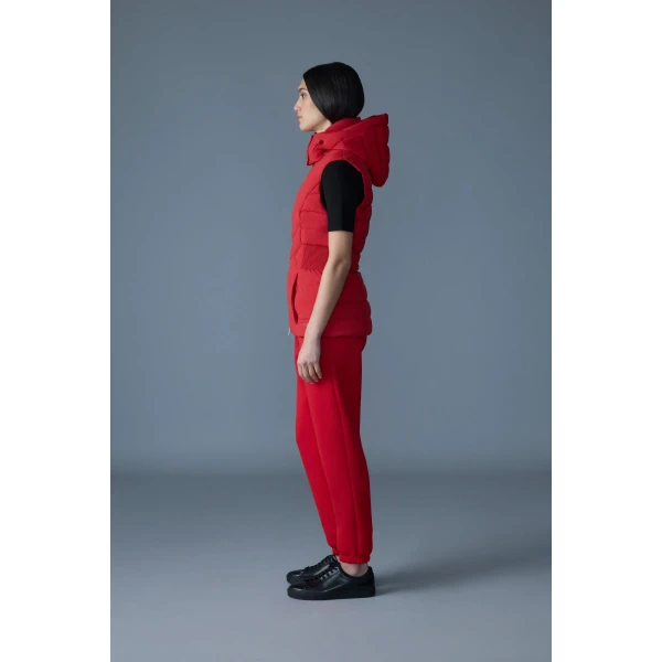Mackage Hoshi Light Down Hooded Vest in Lava