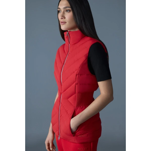 Mackage Hoshi Light Down Hooded Vest in Lava