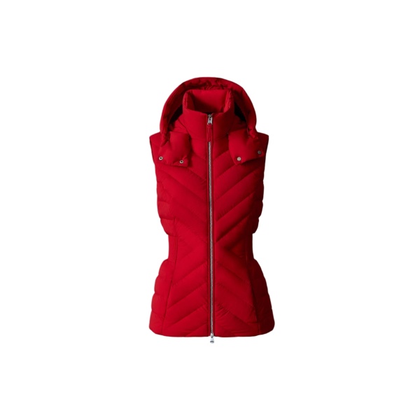 Mackage Hoshi Light Down Hooded Vest in Lava