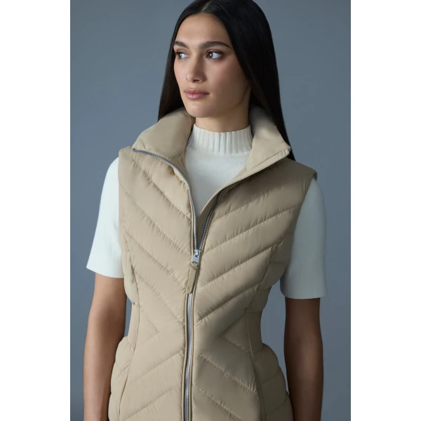 Mackage Hoshi Light Down Hooded Vest in Light Camel