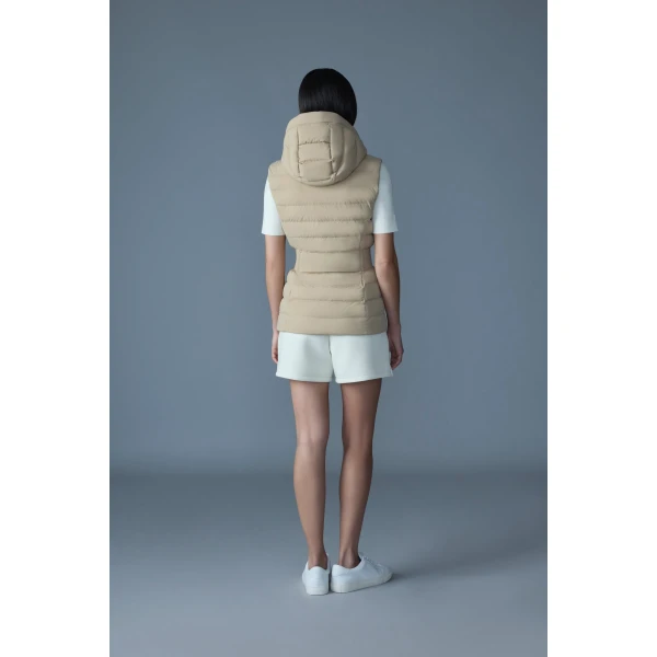 Mackage Hoshi Light Down Hooded Vest in Light Camel