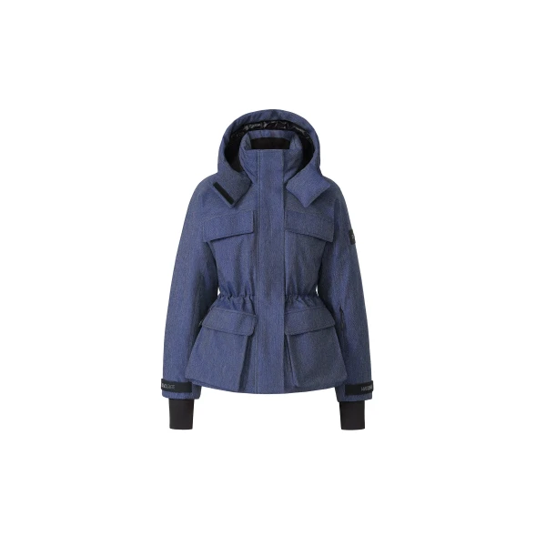 Mackage Iclyn-DNM Denim Down Jacket in Medium Denim | Ski jacket | Coveti