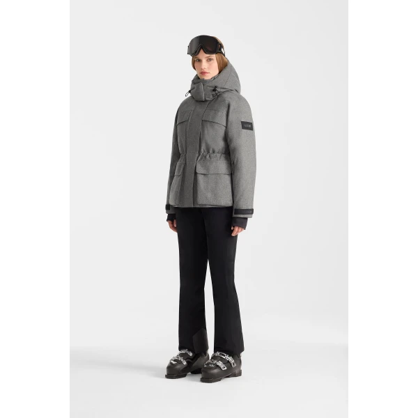 Mackage Iclyn-FN Flannel Down Jacket in Grey Mix, view 4 | Ski jacket | Coveti