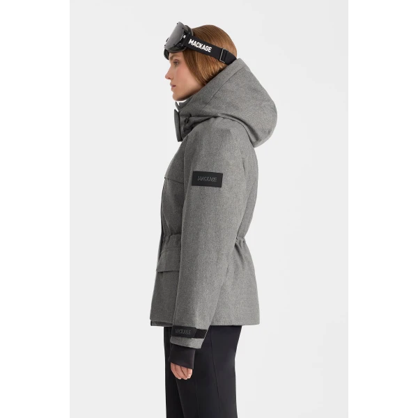 Mackage Iclyn-FN Flannel Down Jacket in Grey Mix, view 5 | Ski jacket | Coveti