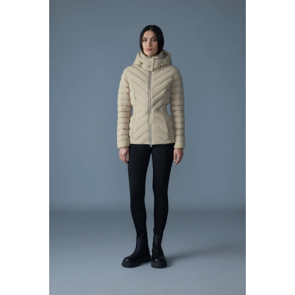 Mackage Idalee Light Down Hooded Jacket in Light Camel
