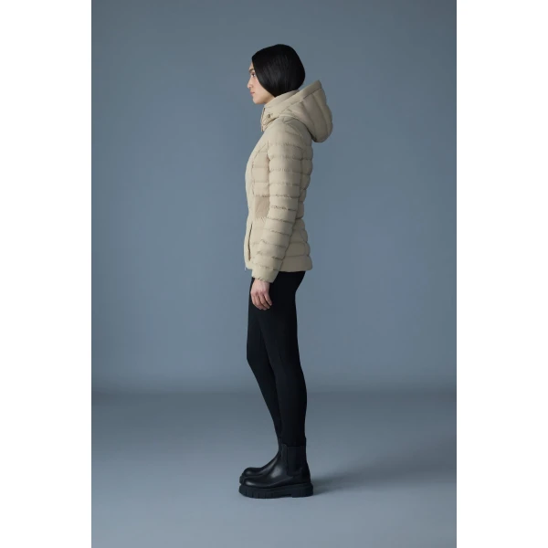 Mackage Idalee Light Down Hooded Jacket in Light Camel