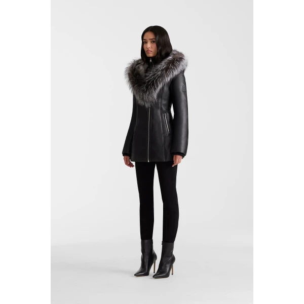 ingrid-x leather down jacket black