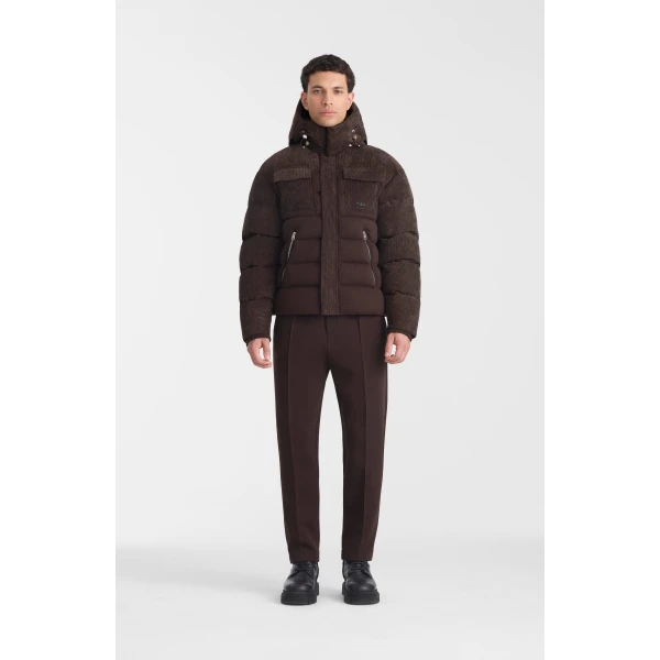 Mackage Judah-AL Mixed Media Down Jacket in Coffee