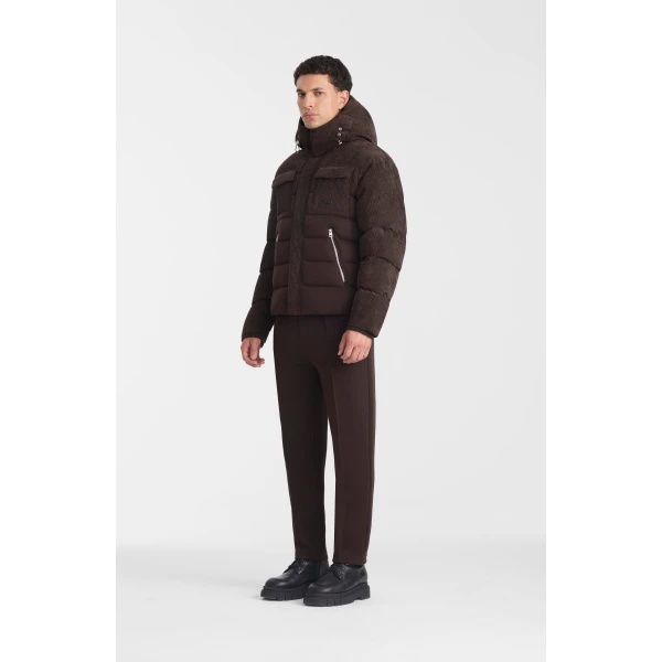 Mackage Judah-AL Mixed Media Down Jacket in Coffee