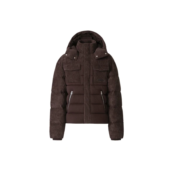 Mackage Judah-AL Mixed Media Down Jacket in Coffee